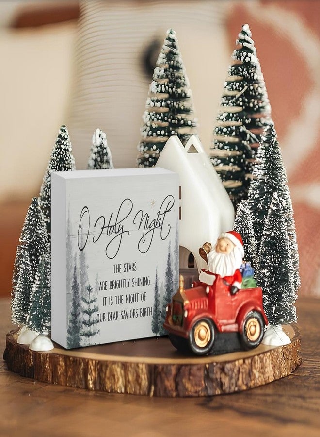 Wheatwin Christmas O Holy Night Sign Decor, Gifts for Christians Men Woman, Vintage Christian Bible Wood Sigs, Winter Holiday Nativity Scene Decorations for Office Bathroom Shelf Desk Table, 5x5 - Image 2